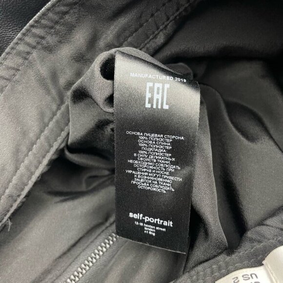 SELF-PORTRAIT Faux Leather Flounced Mini Skirt Sz 2 Black - Picture 8 of 8